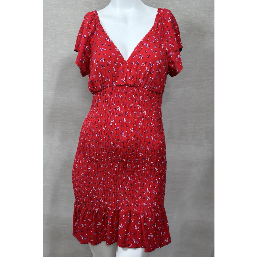 Vintage Americana Babydoll Y2K Dress Medium 7-9 Red Floral Feminine Coquette
